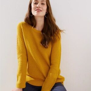 LOFT Sweater Mustard Yellow Knit Crewneck